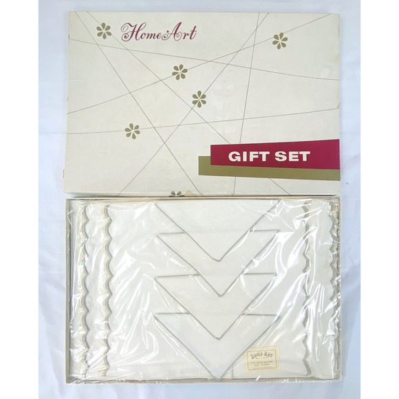 Vintage Home Art Linen Placemat and Napkin Set 8 pcs total Original Box - Picture 1 of 4